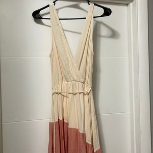 Tri color Maxi Dress- cream pink and green